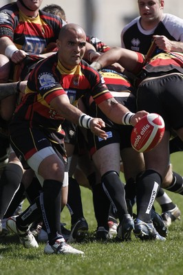 17.04.10 Carmarthen Quins RFC v Pontypridd RFC - Swales Cup semi final - Carmarthen's Sililo Martens gets the ball away from a defensive maul. 