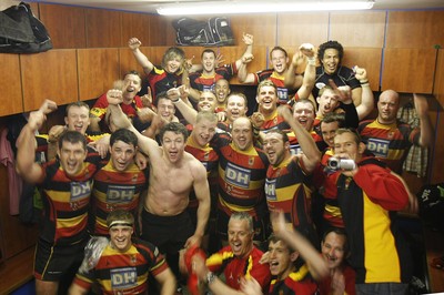 17.04.10 Carmarthen Quins RFC v Pontypridd RFC - Swalec Cup semi final - Carmarthen's players celebrate as they beat Pontypridd to book their place in The Swalec Cup Final. 