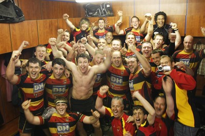 17.04.10 Carmarthen Quins RFC v Pontypridd RFC - Swalec Cup semi final - Carmarthen's players celebrate as they beat Pontypridd to book their place in The Swalec Cup Final. 