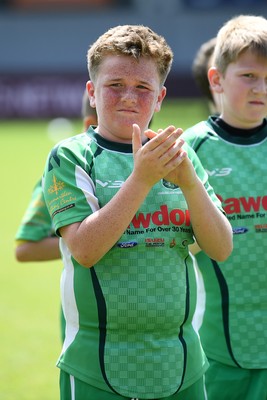 210525 - Carmarthen v Swansea - WSRU Junior Group - U11s DC Thomas Plate Final - Carmarthen players celebrate the win at full time