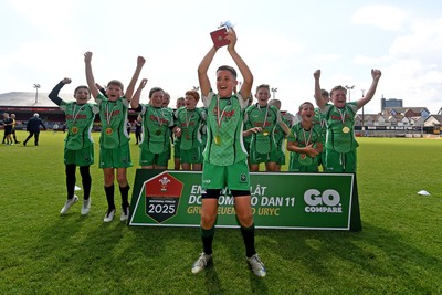210525 - Carmarthen v Swansea - WSRU Junior Group - U11s DC Thomas Plate Final - Carmarthen celebrate lifting the trophy at full time