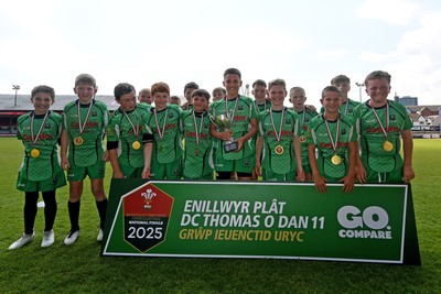 210525 - Carmarthen v Swansea - WSRU Junior Group - U11s DC Thomas Plate Final - Carmarthen celebrate lifting the trophy at full time