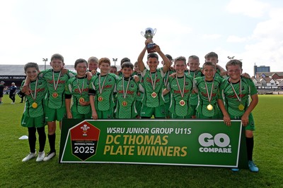 210525 - Carmarthen v Swansea - WSRU Junior Group - U11s DC Thomas Plate Final - Carmarthen celebrate lifting the trophy at full time