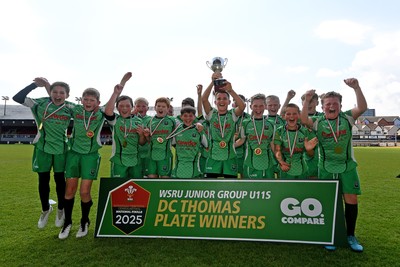 210525 - Carmarthen v Swansea - WSRU Junior Group - U11s DC Thomas Plate Final - Carmarthen celebrate lifting the trophy at full time