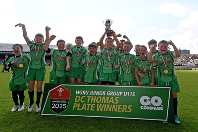 210525 - Carmarthen v Swansea - WSRU Junior Group - U11s DC Thomas Plate Final - Carmarthen celebrate lifting the trophy at full time