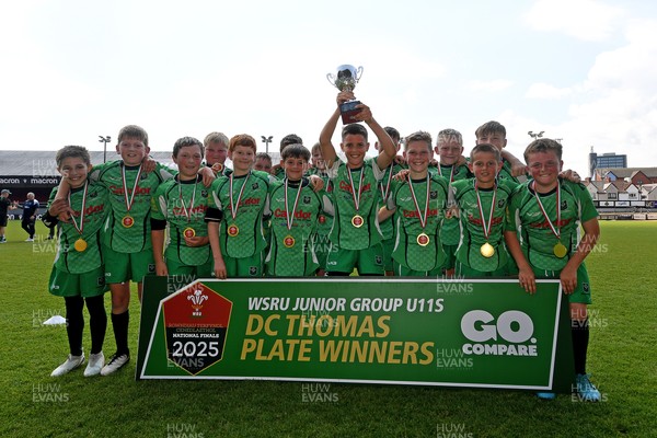 210525 - Carmarthen v Swansea - WSRU Junior Group - U11s DC Thomas Plate Final - Carmarthen celebrate lifting the trophy at full time
