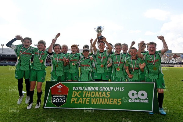 210525 - Carmarthen v Swansea - WSRU Junior Group - U11s DC Thomas Plate Final - Carmarthen celebrate lifting the trophy at full time