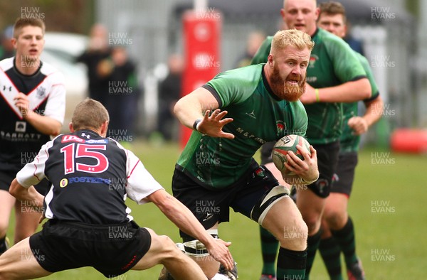 290417 - Cambrian Welfare RFC v Taffs Well RFC - WRU Division 3 East Central A - Jamie John of Cambrian Welfare takes on Christopher Burgwyn of Taffs Well  