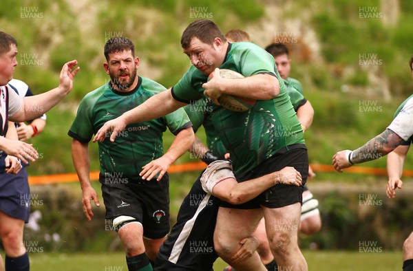 290417 - Cambrian Welfare RFC v Taffs Well RFC - WRU Division 3 East Central A - John Sanigar of Cambrian Welfare is tackled by Conor Barrett of Taffs Well  