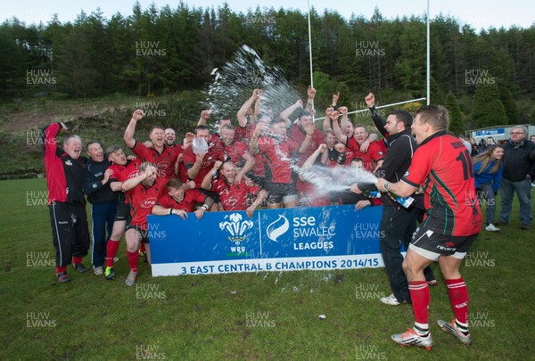 120515 - Cambrian Welfare v Treherbert, SWALEC Leagues, Division 3 East Central B - Treherbert RFC celebrate after winning the Division 3 East Central B title