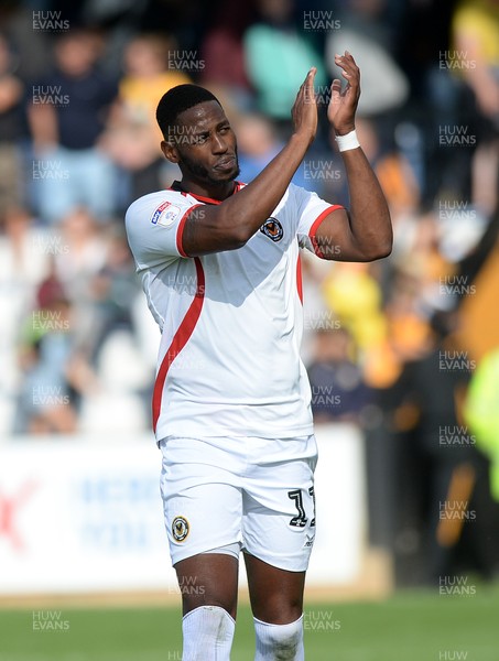 100819 - Cambridge United v Newport County - Sky Bet League 2 -  Newport's Jamille Matt applauds the fans at the end of the game