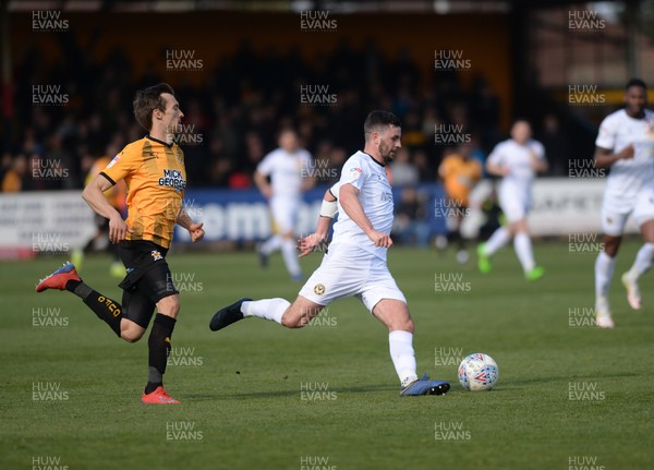 130419 - Cambridge United v Newport County - Sky Bet League 2 - Padraig Amond moves away with the ball for Newport