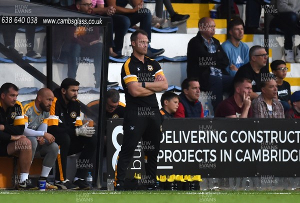 140818 - Cambridge United v Newport County - EFL Cup - Newport County manager Michael Flynn looks on