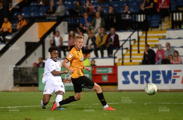 140818 - Cambridge United v Newport County - EFL Cup - Antoine Semenyo of Newport County scores his sides fourth goal