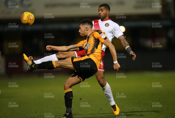 161217 - Cambridge United v Newport County, Sky Bet League 2 - Joss Labadie of Newport County and Jake Carroll of Cambridge United compete for the ball