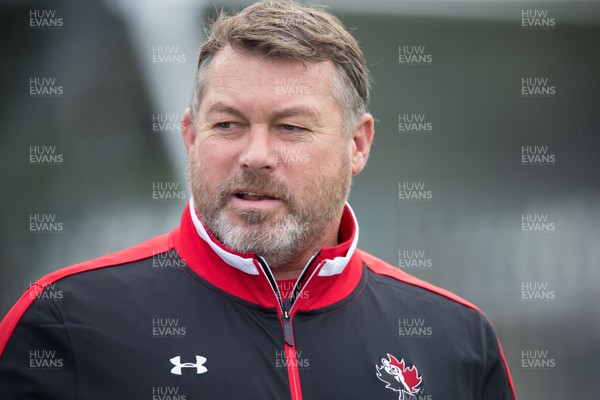 150915 - Canada Rugby Training, Swansea -Gareth Rees, Team manager, looks on as Canadian Rugby squad go through their training session at Swansea University ahead of the start of the Rugby World Cup