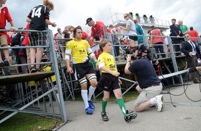 30.05.09 - Canada v Wales - Wales' Ryan Jones and mascot lead out the team. 