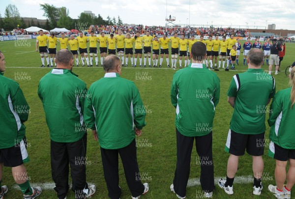 30.05.09 - Canada v Wales - The Welsh management face the team during the national anthems. 