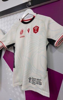 300825 - Canada v Wales, Women’s Rugby World Cup - Branwen Metcalfe of Wales’ match shirt in the Wales team changing room set for her first cap against Canada