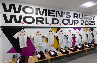 300825 - Canada v Wales, Women’s Rugby World Cup - The Wales team changing room set for Canada v Wales