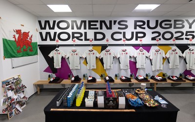 300825 - Canada v Wales, Women’s Rugby World Cup - The Wales team changing room set for Canada v Wales