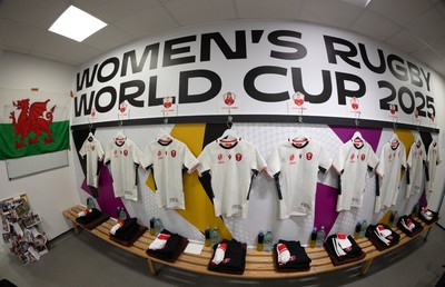 300825 - Canada v Wales, Women’s Rugby World Cup - The Wales team changing room set for Canada v Wales