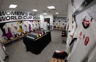 300825 - Canada v Wales, Women’s Rugby World Cup - The Wales team changing room set for Canada v Wales