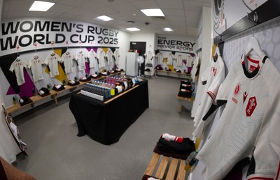 300825 - Canada v Wales, Women’s Rugby World Cup - The Wales team changing room set for Canada v Wales