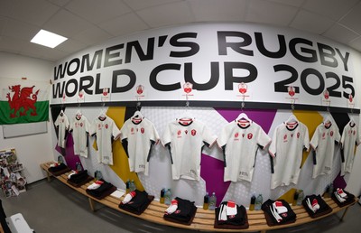 300825 - Canada v Wales, Women’s Rugby World Cup - The Wales team changing room set for Canada v Wales
