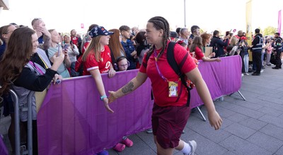 300825 - Canada v Wales, Women’s Rugby World Cup - Maisie Davies of Wales arrives at the stadium ahead of the match against Canada