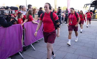 300825 - Canada v Wales, Women’s Rugby World Cup - Abbie Fleming of Wales arrives at the stadium ahead of the match against Canada