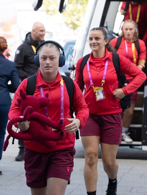 300825 - Canada v Wales, Women’s Rugby World Cup - Seren Lockwood of Wales arrives at the stadium ahead of the match against Canada