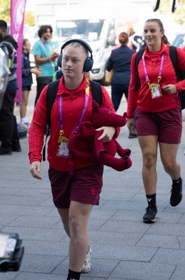 300825 - Canada v Wales, Women’s Rugby World Cup - Seren Lockwood of Wales arrives at the stadium ahead of the match against Canada