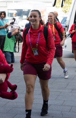 300825 - Canada v Wales, Women’s Rugby World Cup - Branwen Metcalfe of Wales arrives at the stadium ahead of the match against Canada