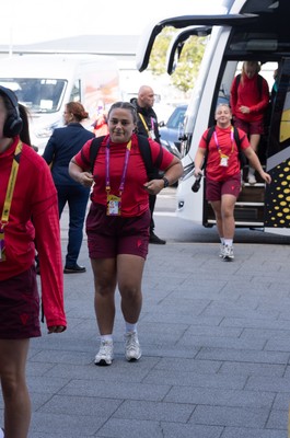 300825 - Canada v Wales, Women’s Rugby World Cup - Jenni Scoble of Wales arrives at the stadium ahead of the match against Canada