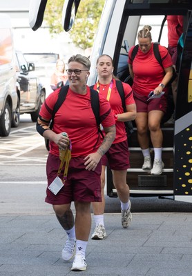 300825 - Canada v Wales, Women’s Rugby World Cup - Donna Rose of Wales and Lisa Neumann of Wales arrive at the stadium ahead of the match against Canada