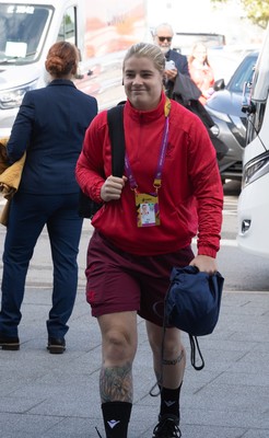 300825 - Canada v Wales, Women’s Rugby World Cup - Bethan Lewis of Wales arrives at the stadium ahead of the match against Canada