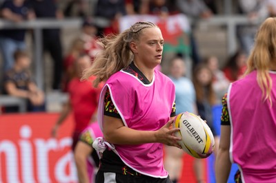 300825 - Canada v Wales, Women’s Rugby World Cup - Tilly Vucaj of Wales during warm up ahead of the match