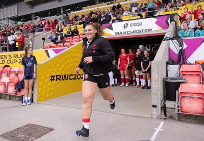 300825 - Canada v Wales, Women’s Rugby World Cup -Gwenllian Pyrs of Wales leads the team out on her 50th cap