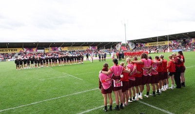 300825 - Canada v Wales, Women’s Rugby World Cup - The teams line up for the anthem