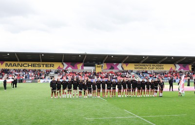 300825 - Canada v Wales, Women’s Rugby World Cup - The teams line up for the anthem