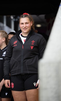300825 - Canada v Wales, Women’s Rugby World Cup - Gwenllian Pyrs of Wales waits to lead the team out