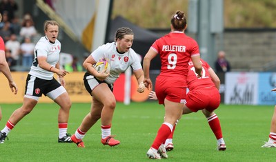 300825 - Canada v Wales, Women’s Rugby World Cup - Maisie Davies of Wales charges forward