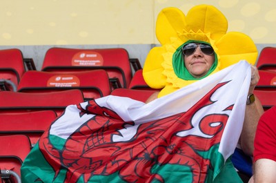 300825 - Canada v Wales, Women’s Rugby World Cup - Wales supporters at the match