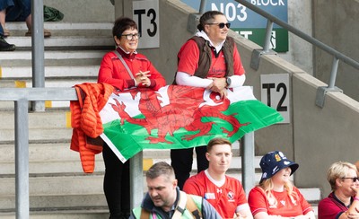 300825 - Canada v Wales, Women’s Rugby World Cup - Wales supporters at the match