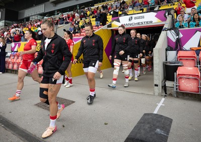 300825 - Canada v Wales, Women’s Rugby World Cup - Keira Bevan of Wales walks out at the start of the match