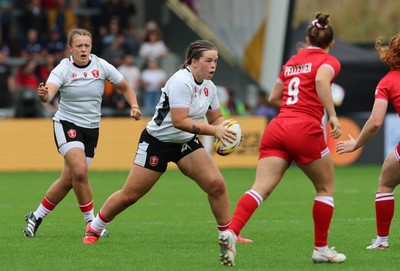 300825 - Canada v Wales, Women’s Rugby World Cup - Maisie Davies of Wales charges forward