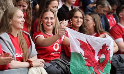 300825 - Canada v Wales, Women’s Rugby World Cup - Wales supporters at the match