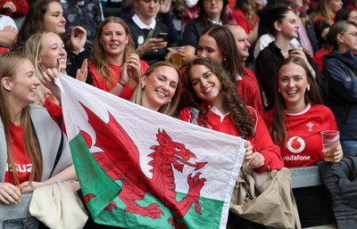 300825 - Canada v Wales, Women’s Rugby World Cup - Wales supporters at the match