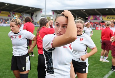 300825 - Canada v Wales, Women’s Rugby World Cup - Nel Metcalfe of Wales at the end of the match
